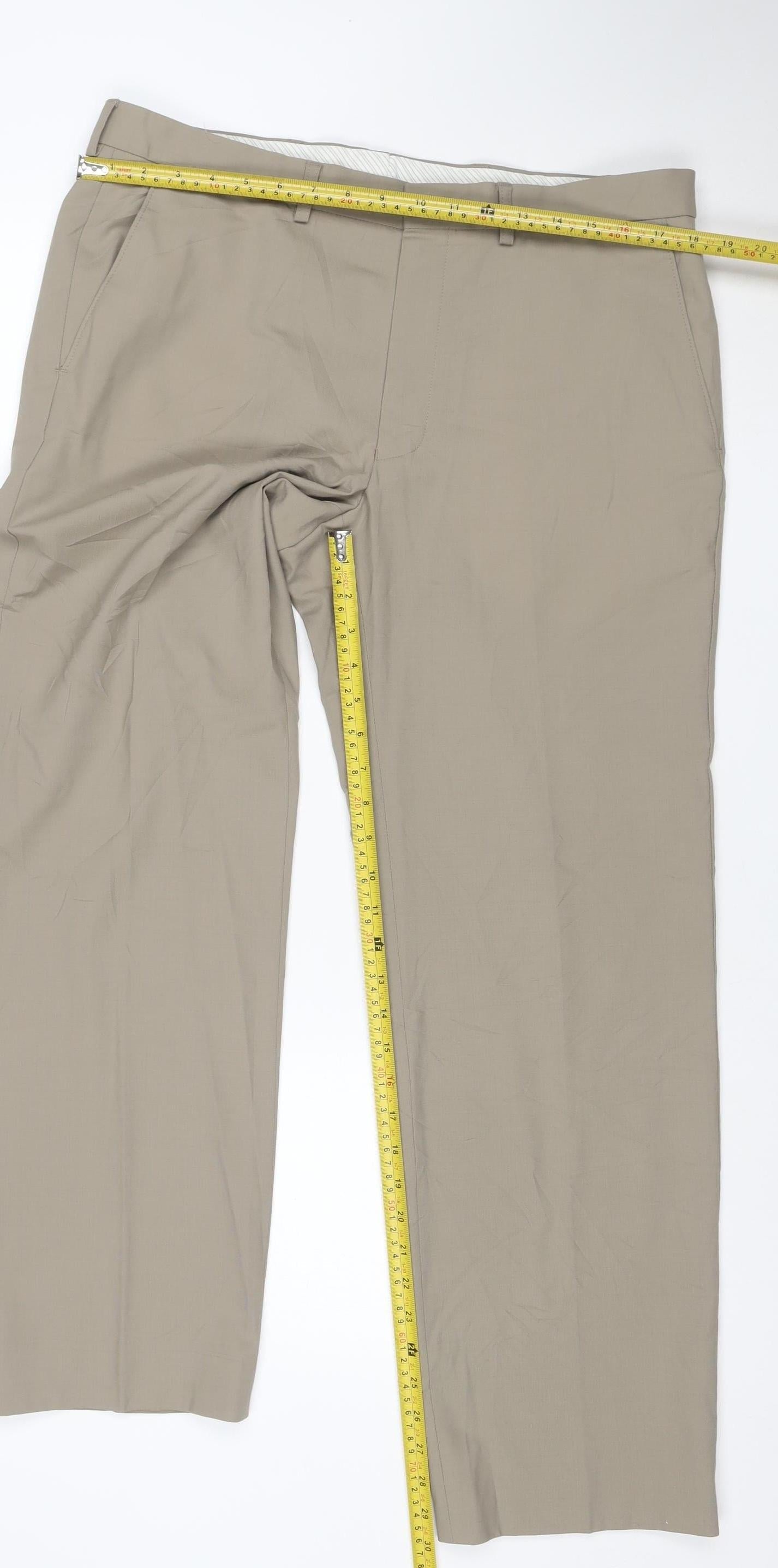 Marks and Spencer Men's Beige Wool Blend Dress Pants 34W 31L