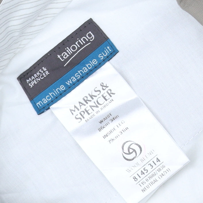 Marks and Spencer Men's Beige Wool Blend Dress Pants 34W 31L