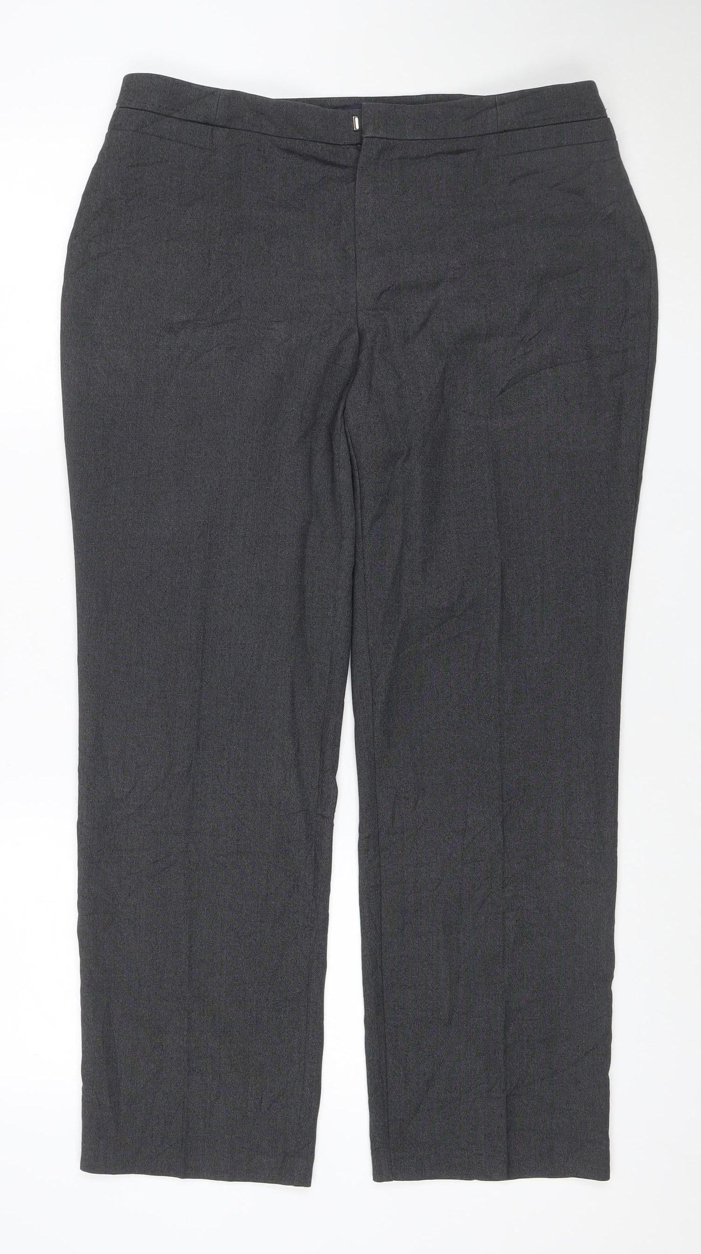 Marks and Spencer Women Grey Size 14 Short Straight Leg Trousers