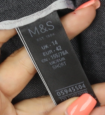 Marks and Spencer Women Grey Size 14 Short Straight Leg Trousers