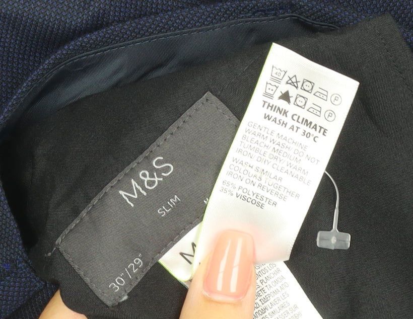 Marks and Spencer Men's Blue Slim Fit Trousers 30/29 Formal Workwear