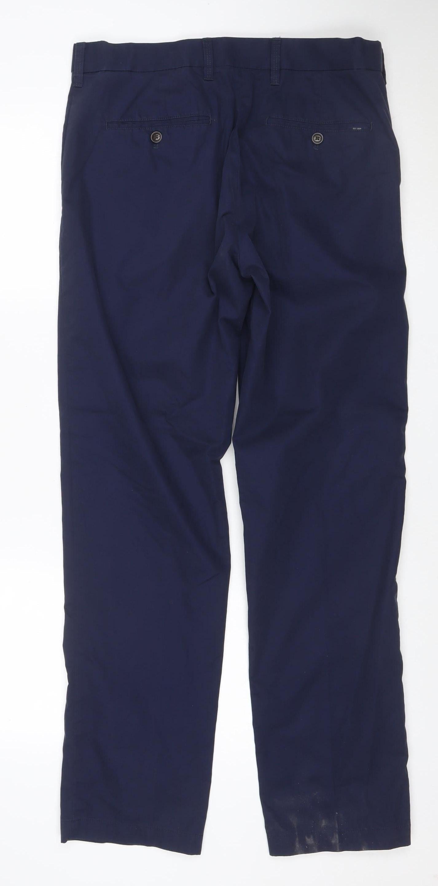 Marks and Spencer Men's Blue 34x33 Regular Fit Chino Trousers