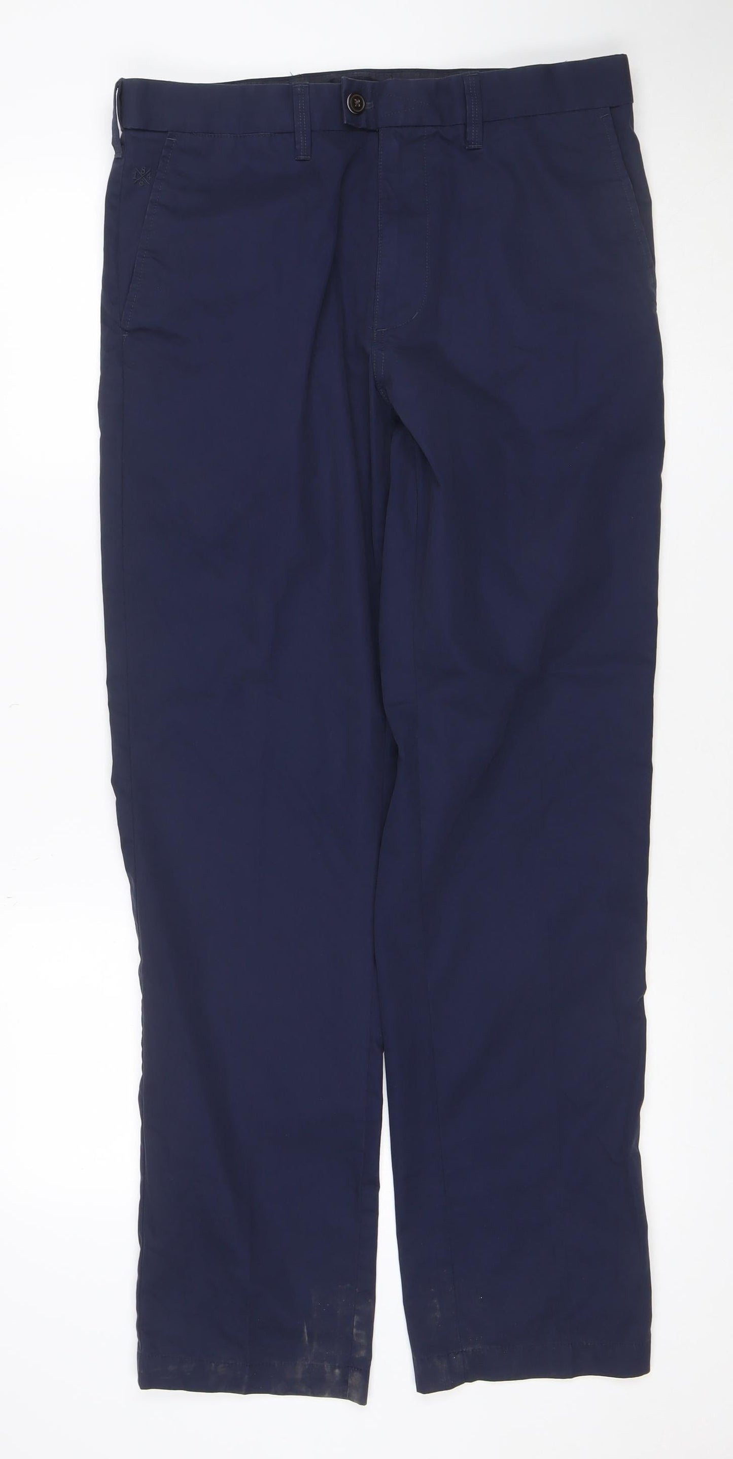 Marks and Spencer Men's Blue 34x33 Regular Fit Chino Trousers