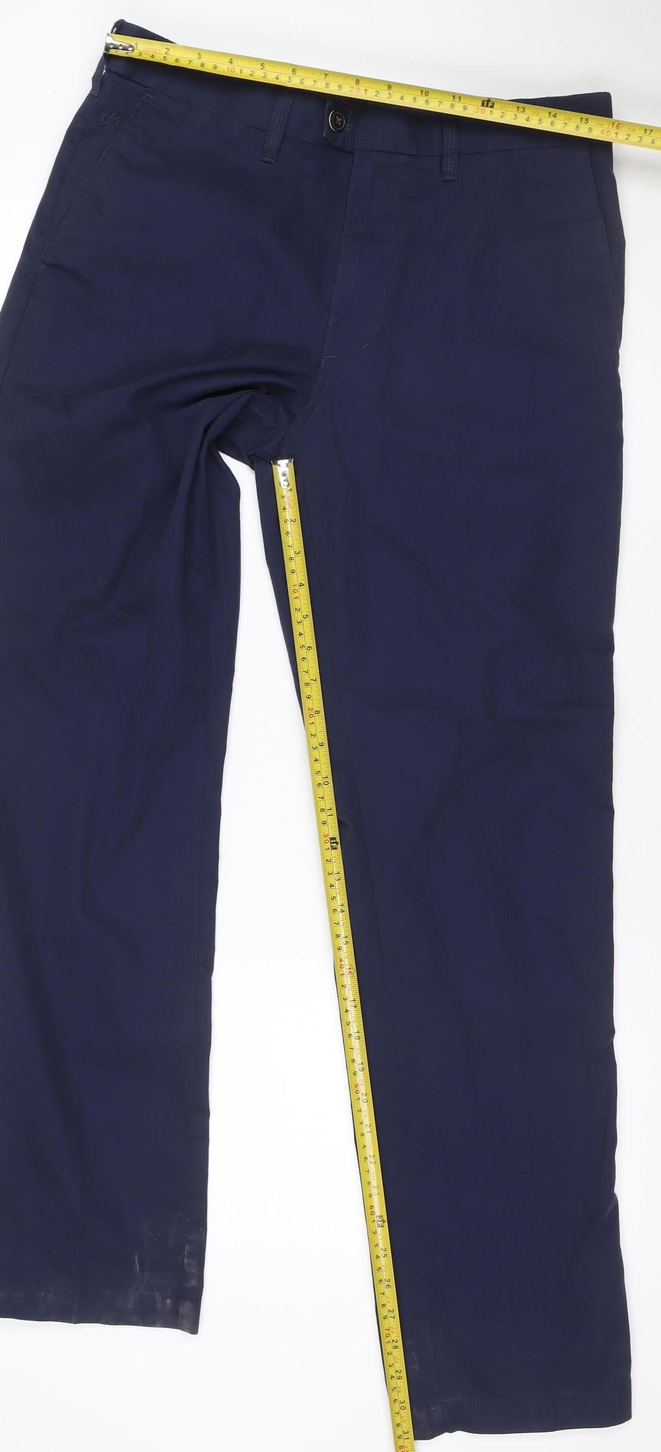 Marks and Spencer Men's Blue 34x33 Regular Fit Chino Trousers