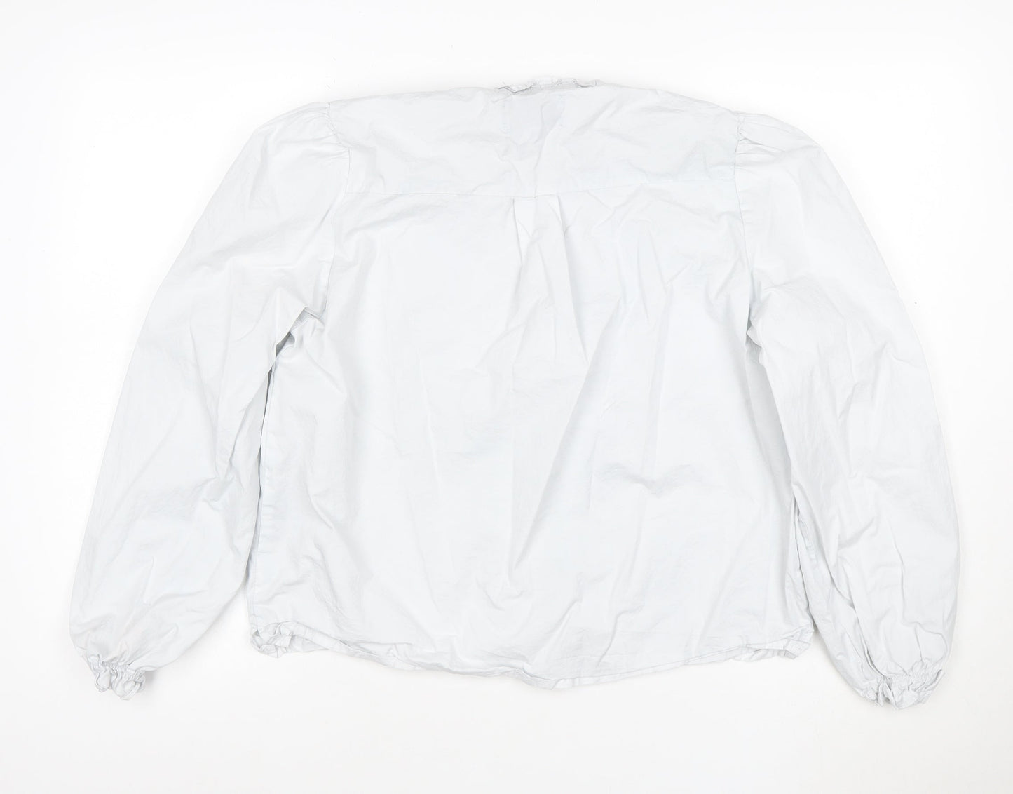 Liberté Essentiel Women’s White Ruffle Cotton Blouse L