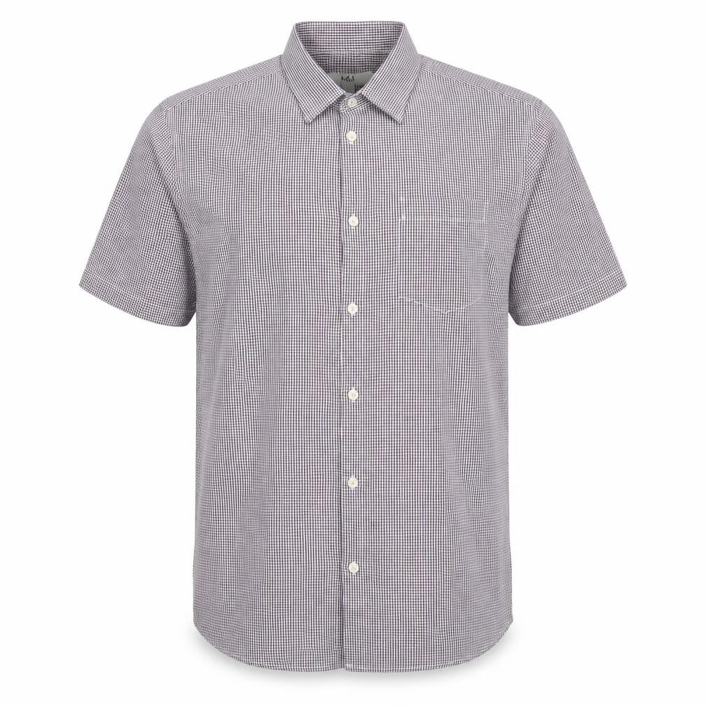 Marks & Spencer Men Purple Check Short Sleeve Collared T-Shirt L