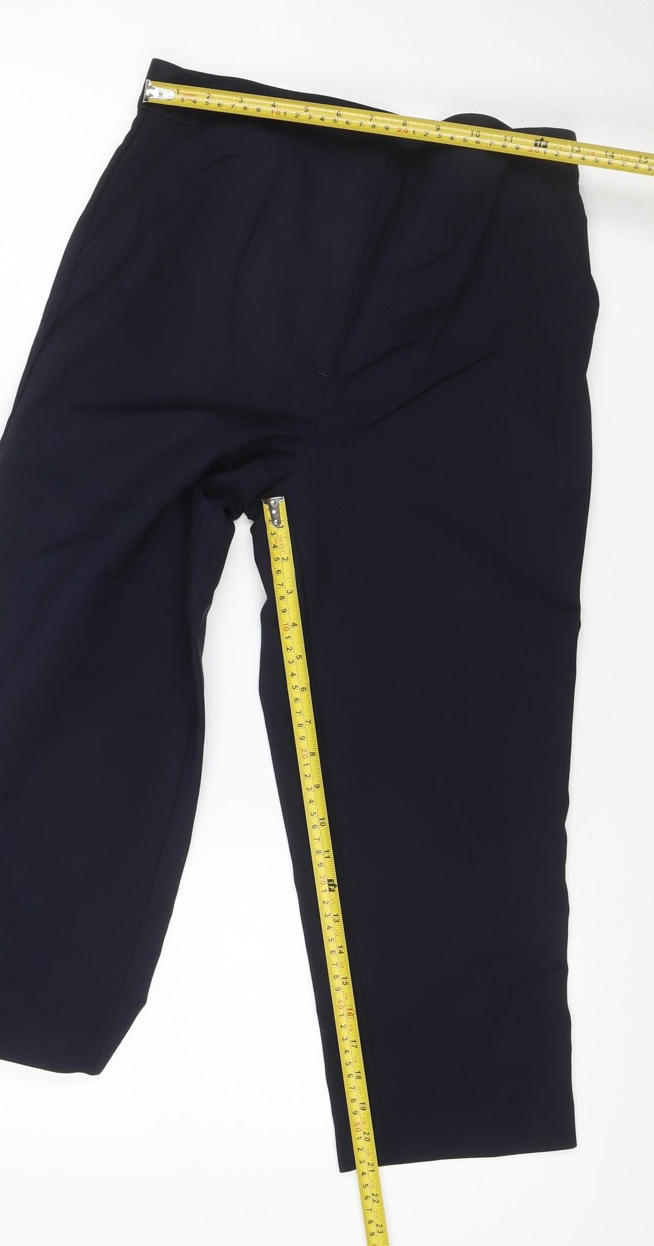 Marks and Spencer Women's Navy Trousers Size 12 Straight Leg Stretch