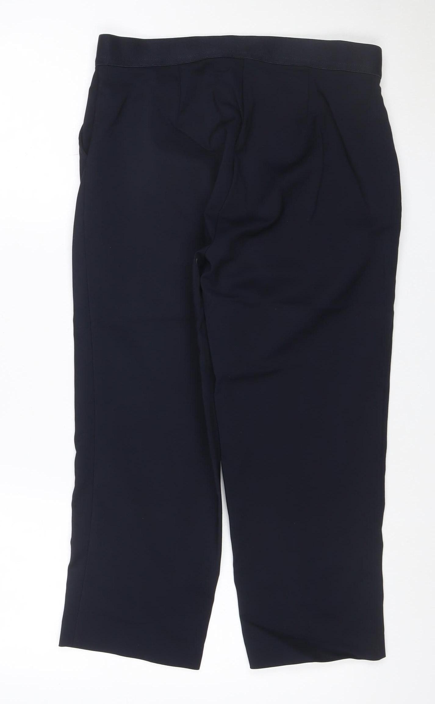 Marks and Spencer Women's Navy Trousers Size 12 Straight Leg Stretch