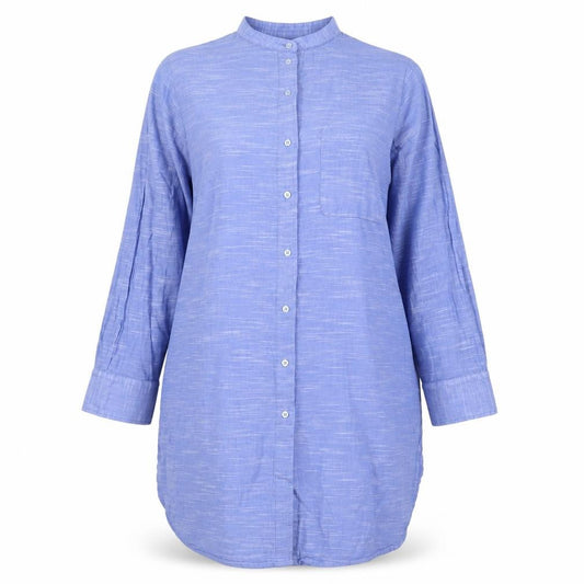 Marks and Spencer Women's Blue Cotton Long Sleeve Shirt Dress Size 14