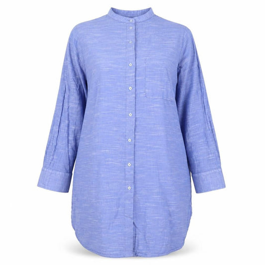 Marks & Spencer Women's Blue Cotton Long Sleeve Shirt Dress Size 14