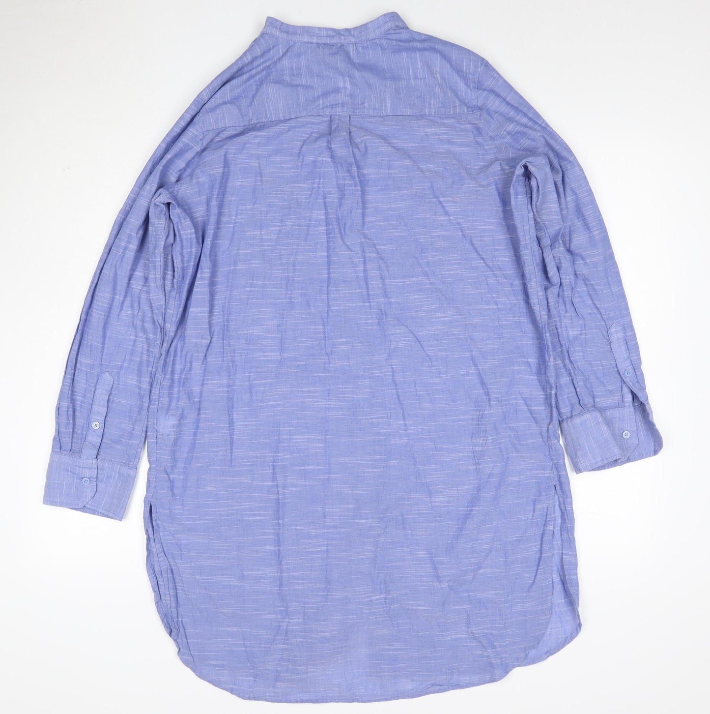 Marks and Spencer Women's Blue Cotton Long Sleeve Shirt Dress Size 14