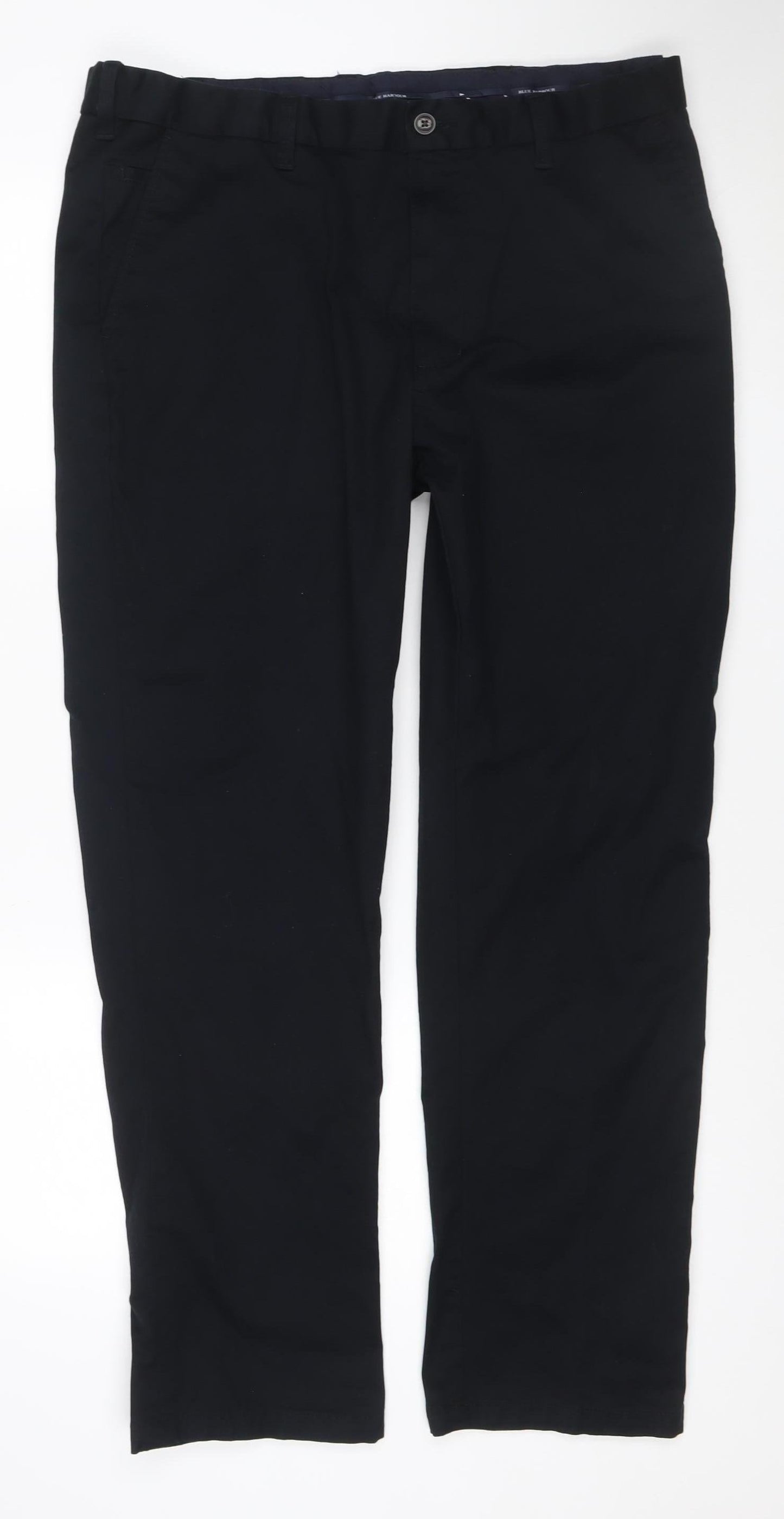 Marks and Spencer Women Black Regular Fit Cotton Blend Trousers 38/31