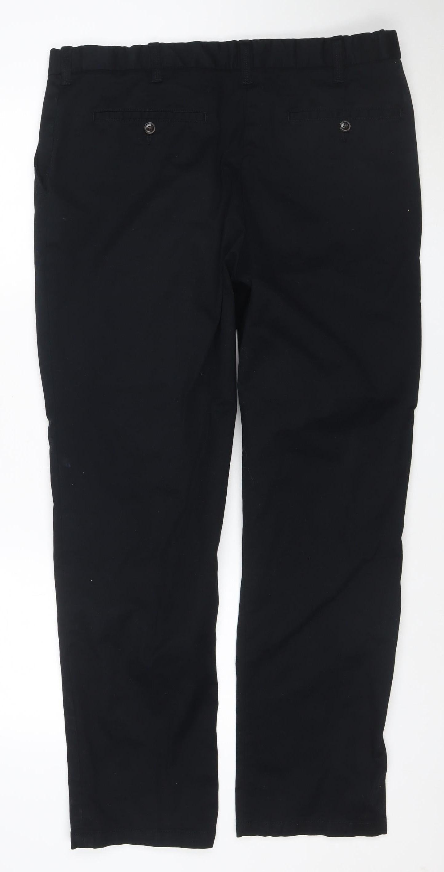 Marks and Spencer Women Black Regular Fit Cotton Blend Trousers 38/31