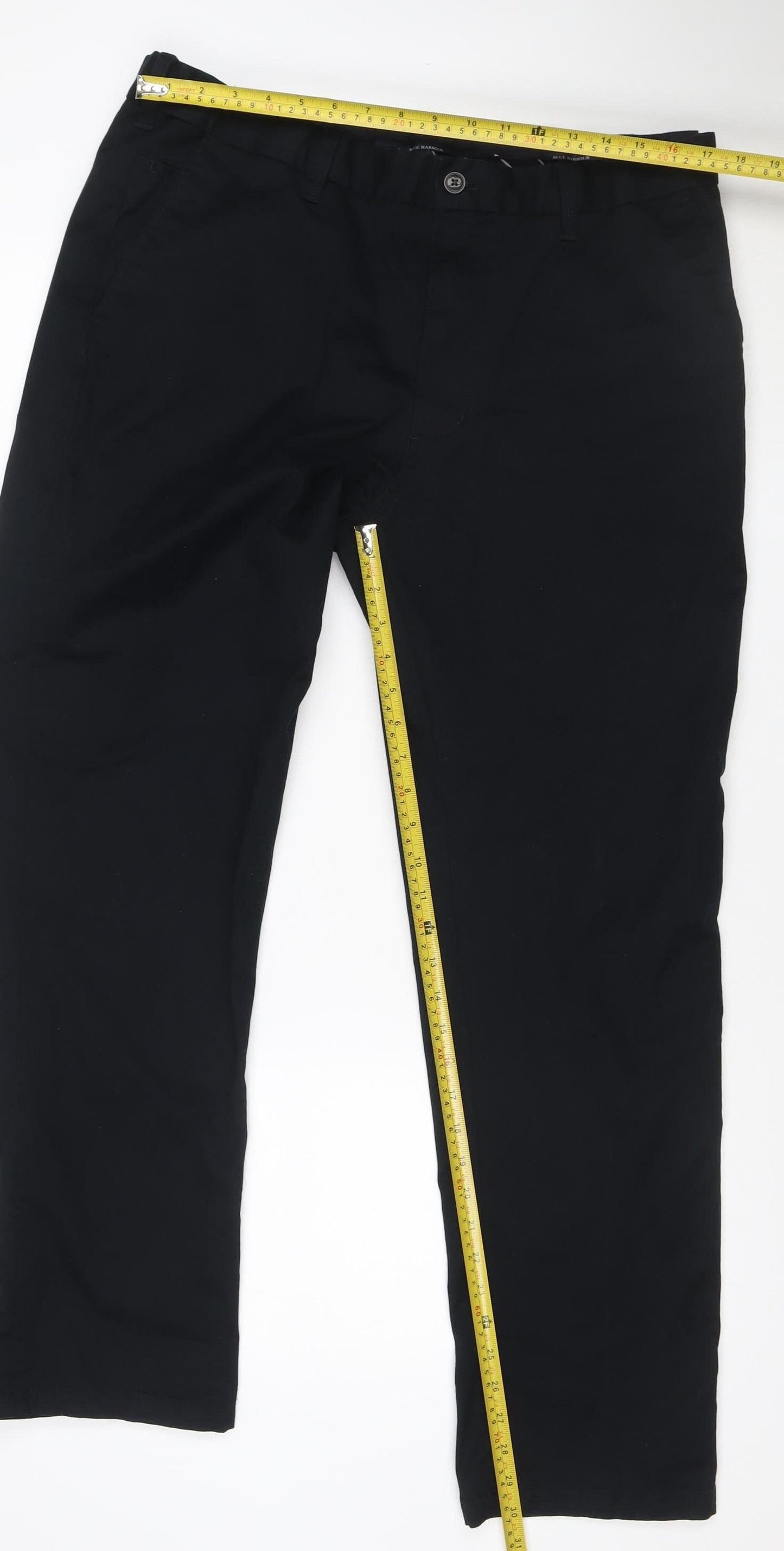 Marks and Spencer Women Black Regular Fit Cotton Blend Trousers 38/31