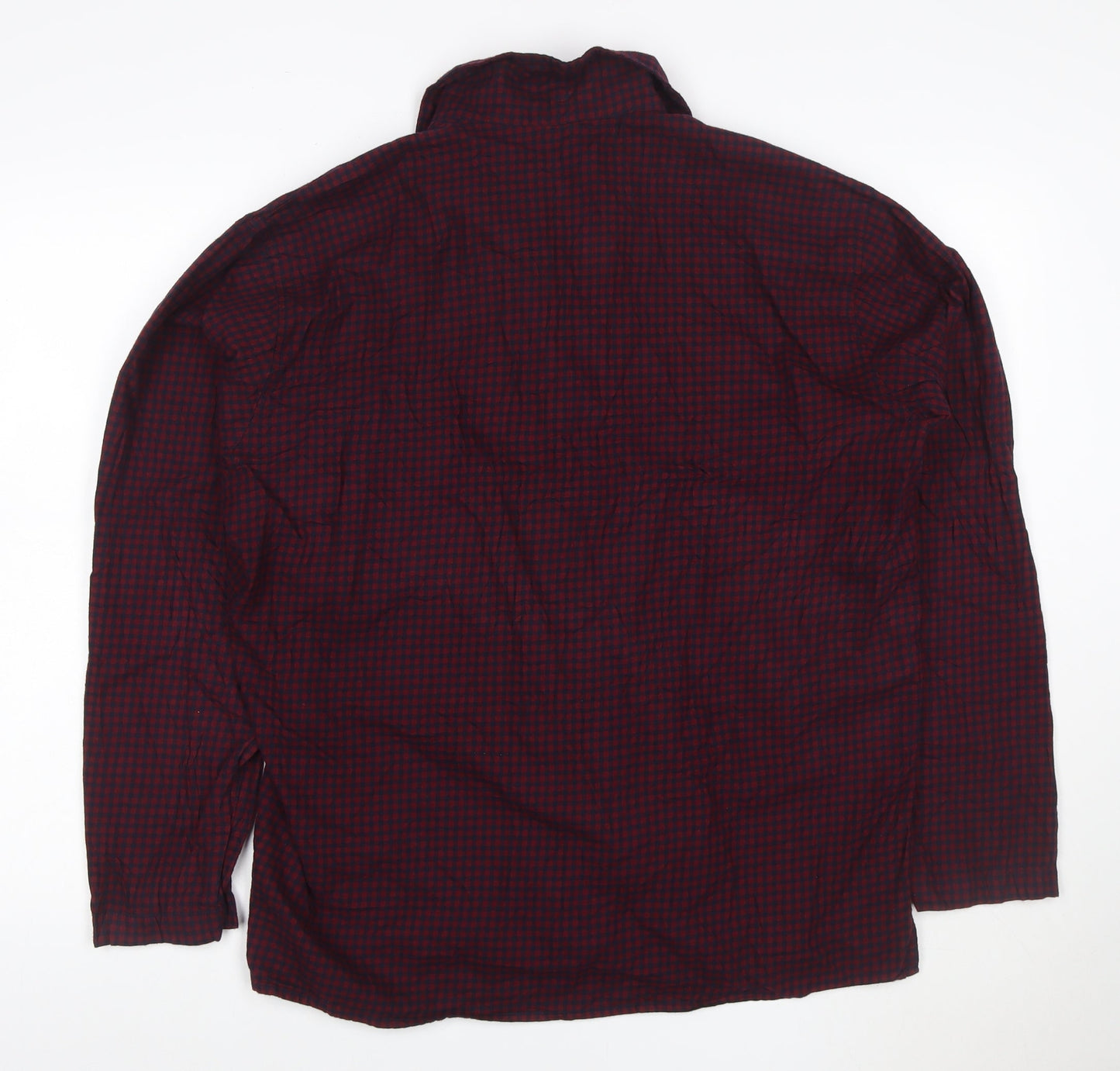 Uniqlo Men's Red Check Cotton Button-Up Shirt XL