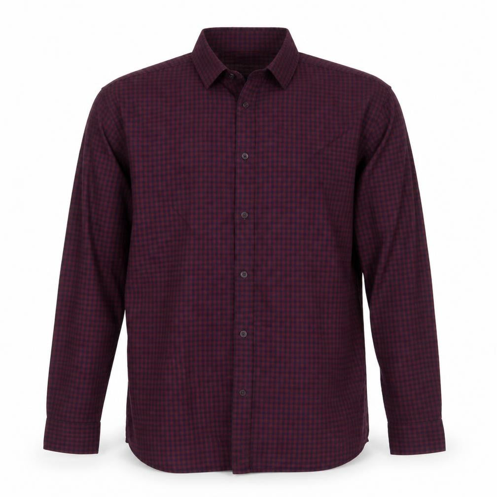 Uniqlo Men's Red Check Cotton Button-Up Shirt XL