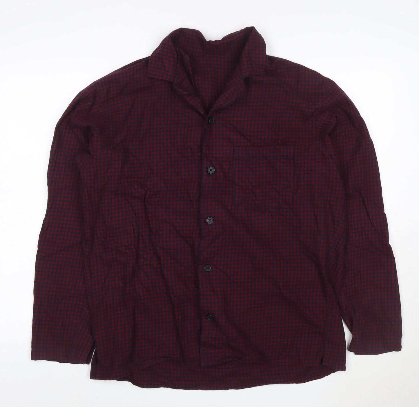 Uniqlo Men's Red Check Cotton Button-Up Shirt XL