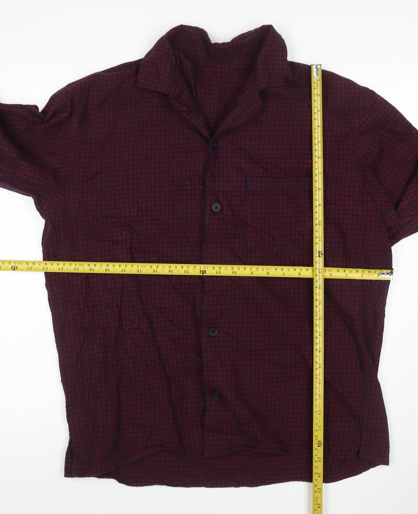 Uniqlo Men's Red Check Cotton Button-Up Shirt XL