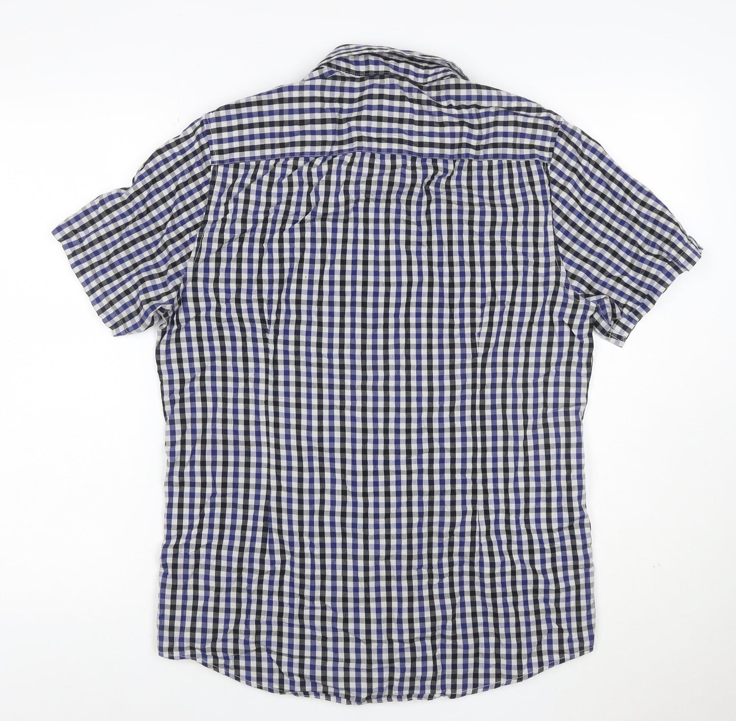 ASOS Men's Blue Check Short Sleeve Button-Up Shirt Size M