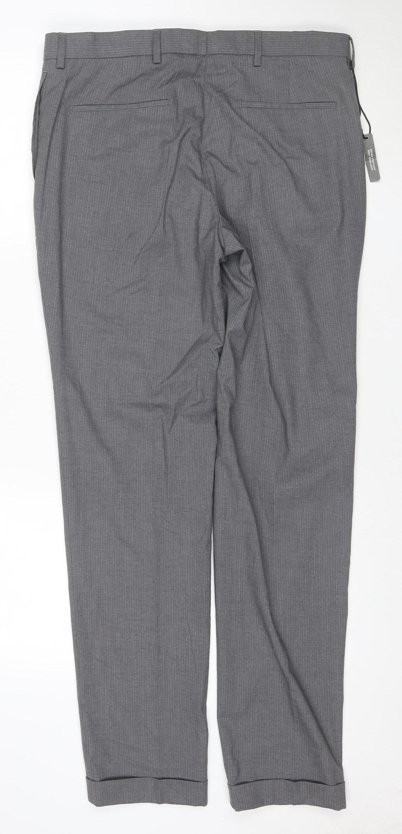 Marks and Spencer Men's Grey Slim Fit Dress Trousers 34W