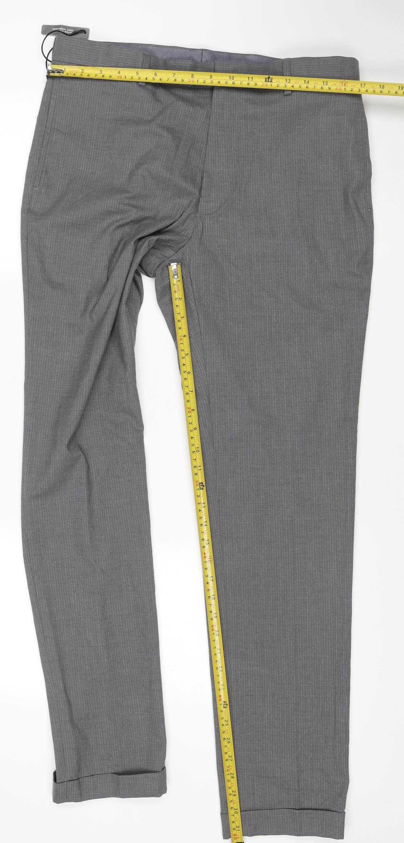 Marks and Spencer Men's Grey Slim Fit Dress Trousers 34W