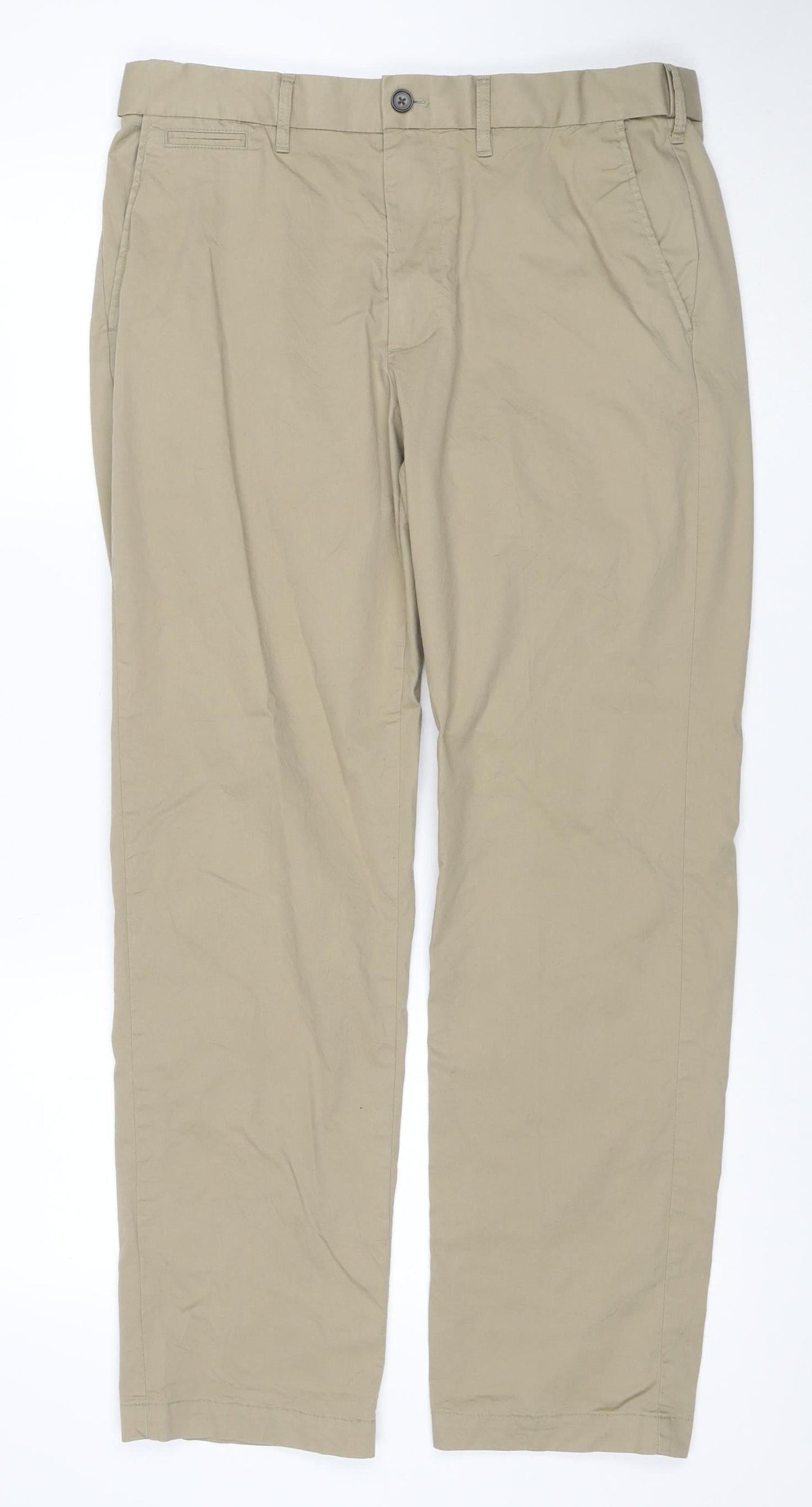 Marks and Spencer Men’s Beige Regular Fit Chino Trousers 34in Waist