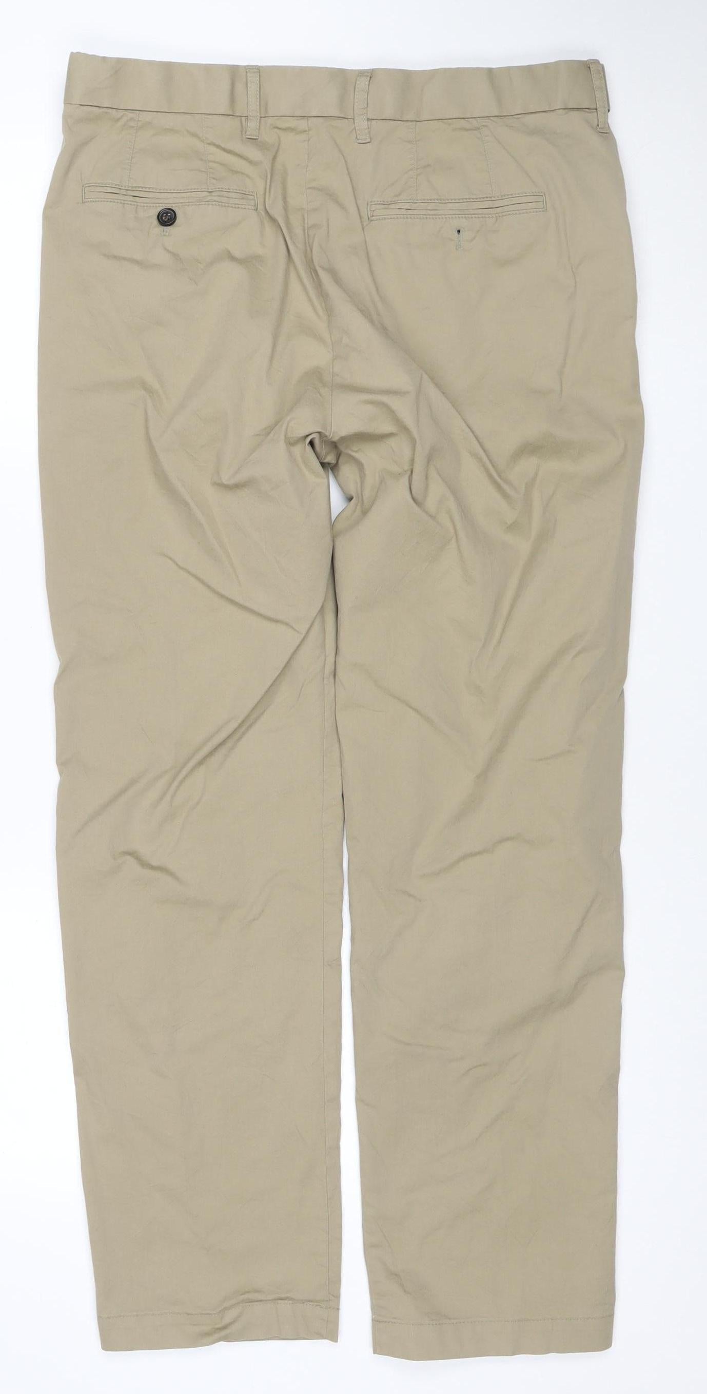 Marks and Spencer Men’s Beige Regular Fit Chino Trousers 34in Waist