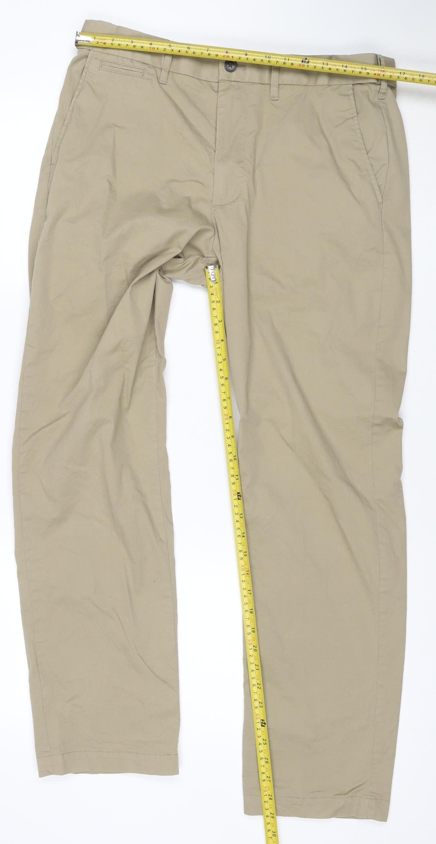 Marks and Spencer Men’s Beige Regular Fit Chino Trousers 34in Waist