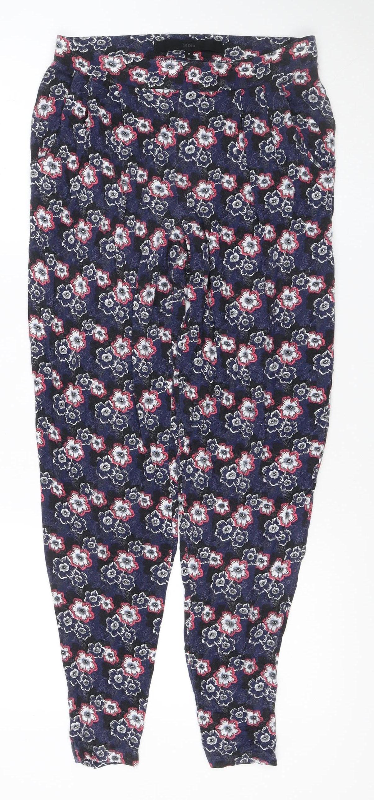Next Women’s Blue Floral Viscose Stretch Slim Leggings Size 8