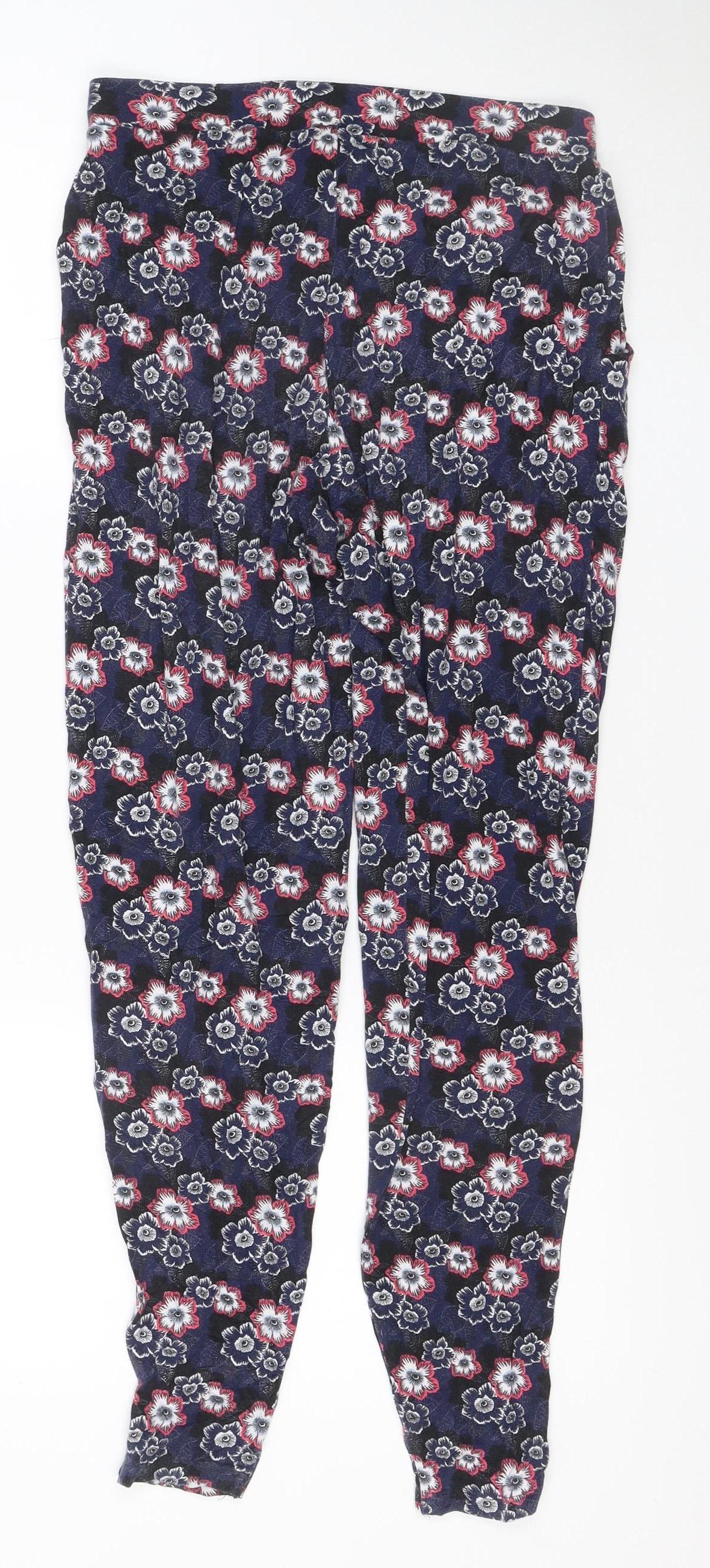 Next Women’s Blue Floral Viscose Stretch Slim Leggings Size 8