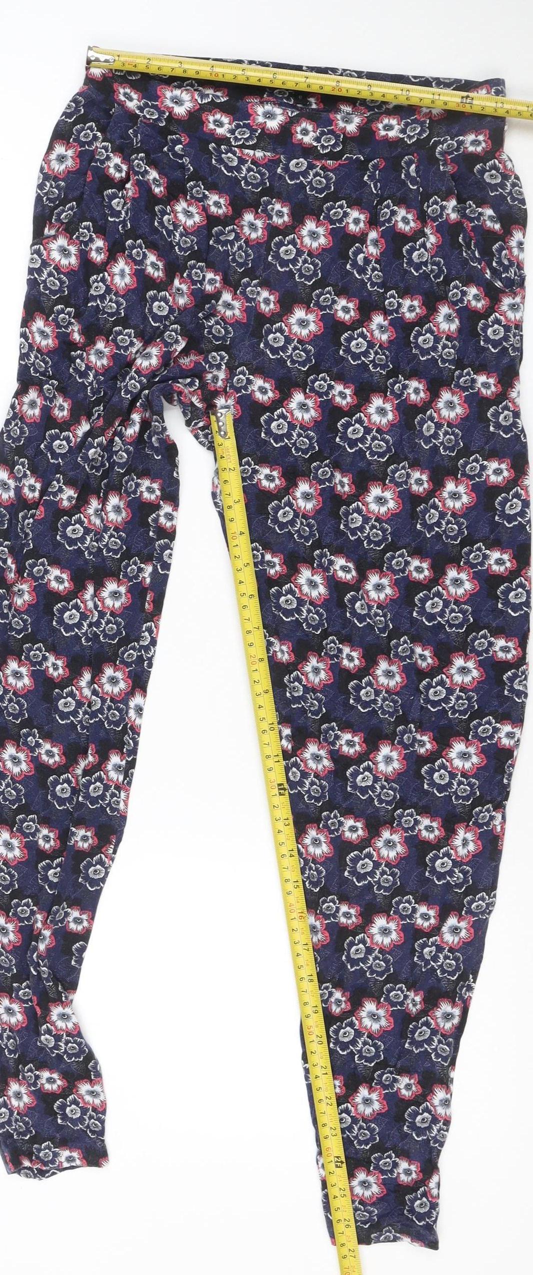 Next Women’s Blue Floral Viscose Stretch Slim Leggings Size 8