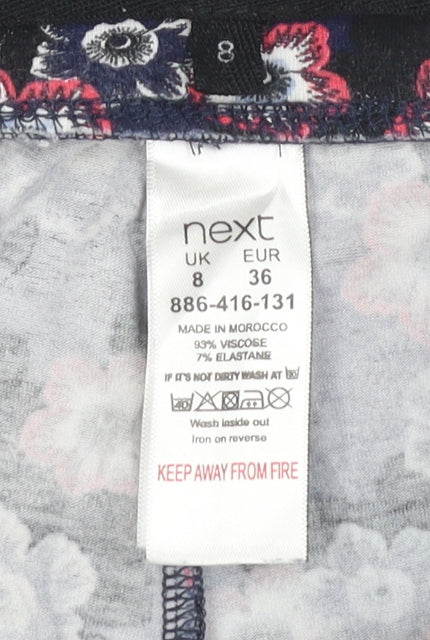Next Women’s Blue Floral Viscose Stretch Slim Leggings Size 8