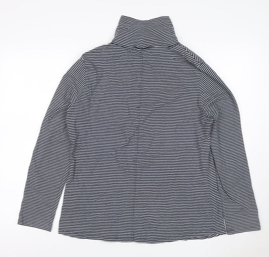 White Stuff Women’s Blue Striped Roll Neck Long Sleeve Cotton Top Size 16