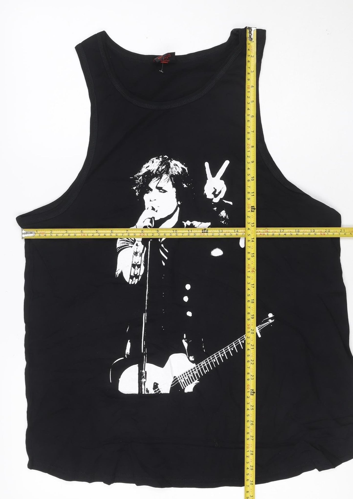Apparel Noir Womens Black Tank Top Size 18 Music Graphic Cotton