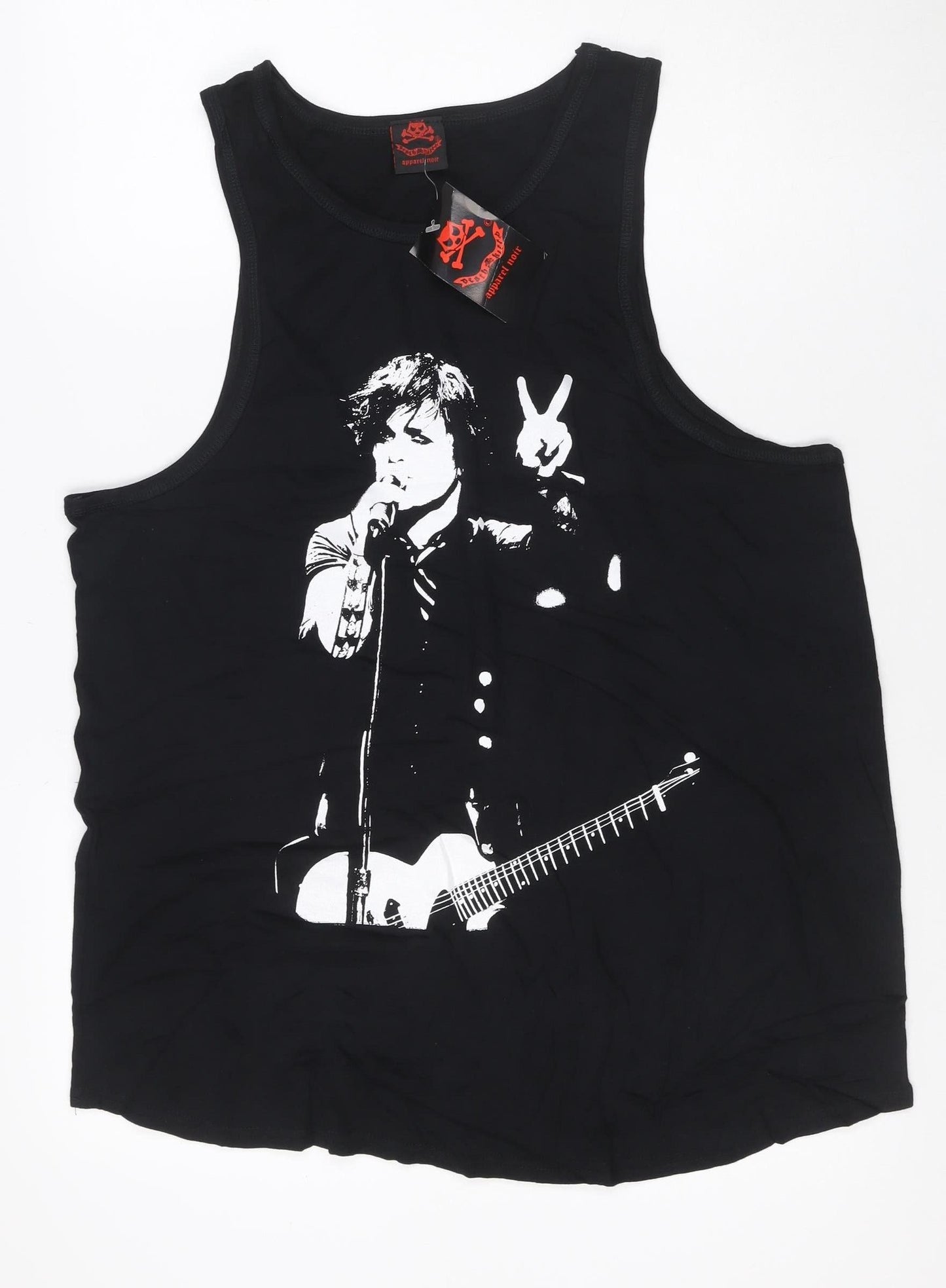 Apparel Noir Womens Black Size 18 Cotton Rock Graphic Tank Top