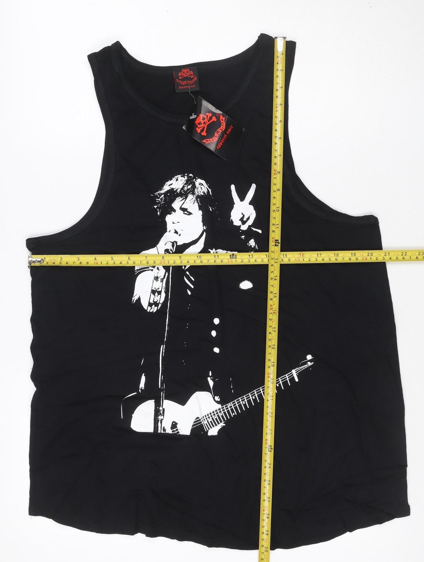 Apparel Noir Womens Black Size 18 Cotton Rock Graphic Tank Top