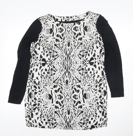 Marks and Spencer Women’s Black & Ivory Shift Dress Size 16 Long Sleeve