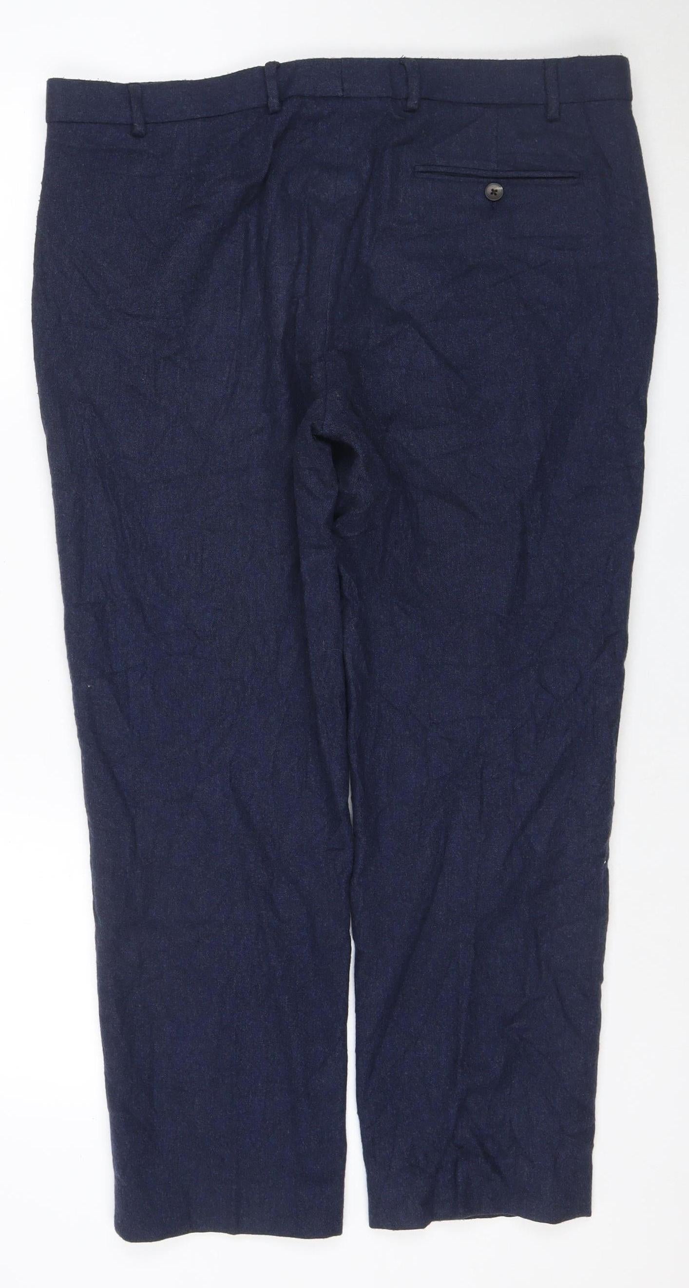 Marks and Spencer Men's Blue Wool Blend Tailored Dress Pants 38S