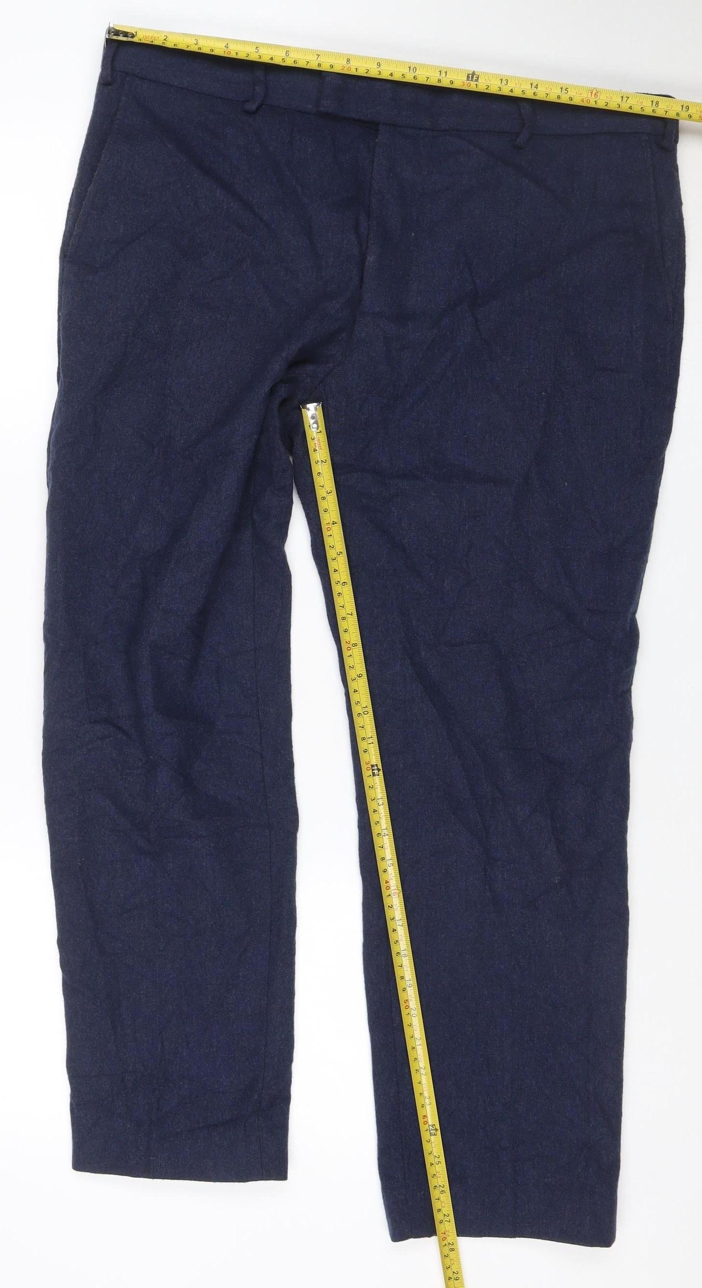 Marks and Spencer Men's Blue Wool Blend Tailored Dress Pants 38S