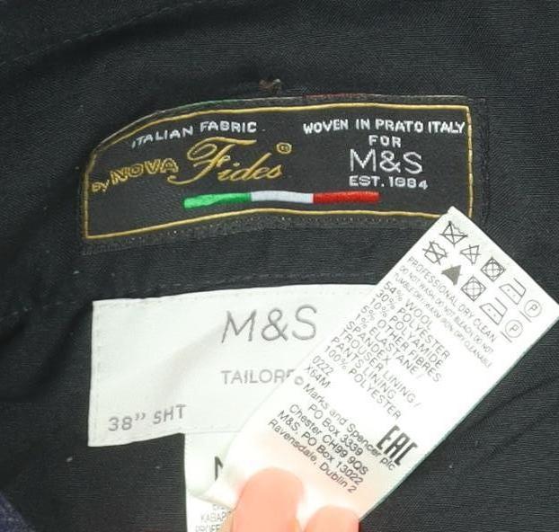 Marks and Spencer Men's Blue Wool Blend Tailored Dress Pants 38S