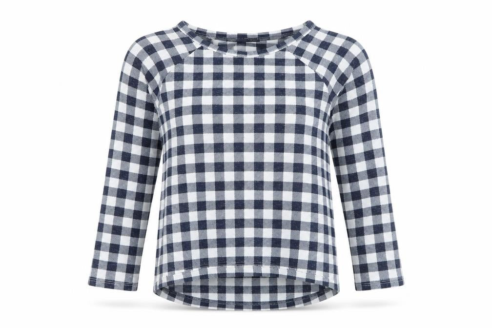 Marks & Spencer Women's Blue Check 3/4 Sleeve Blouse Size 8