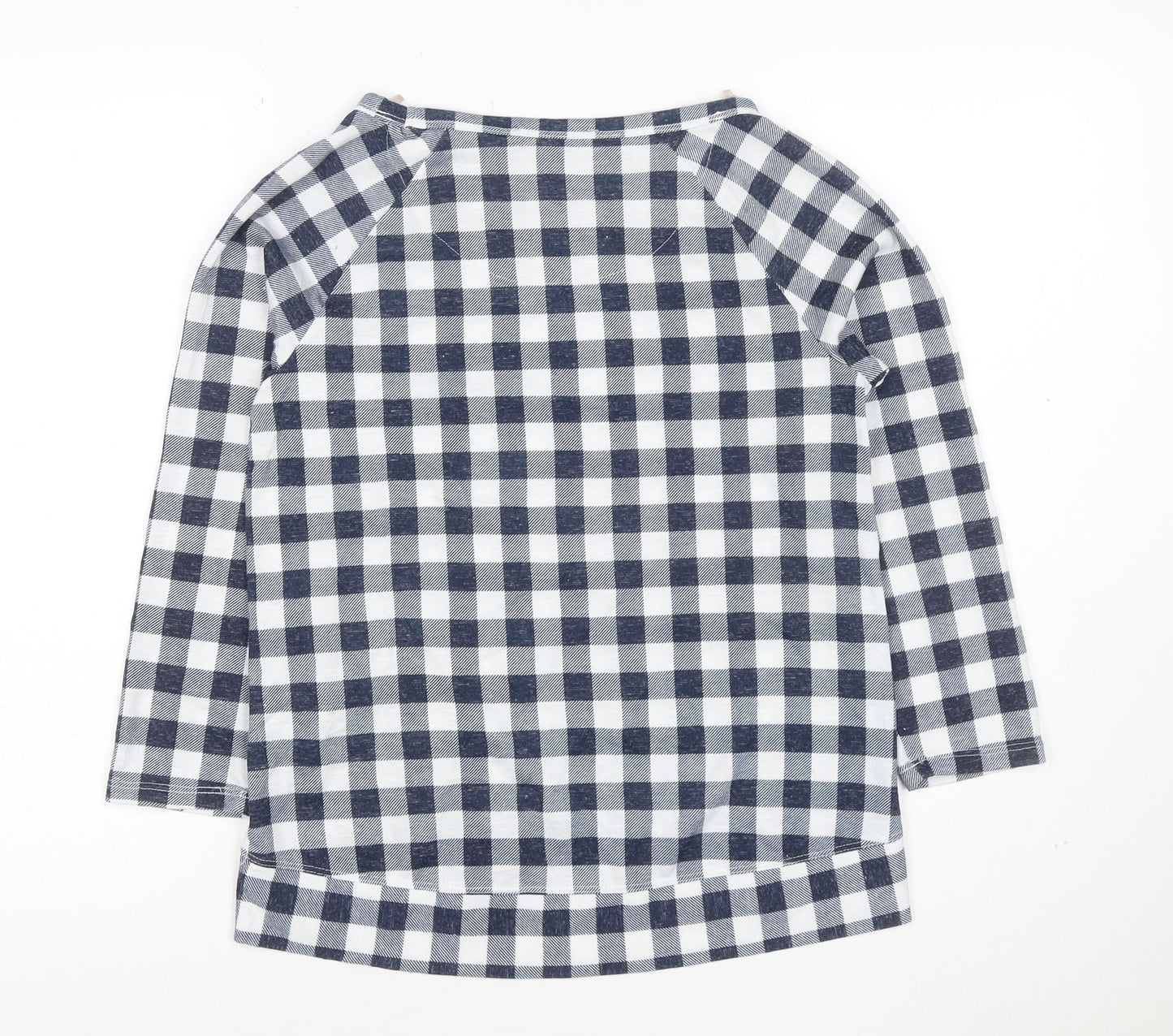 Marks and Spencer Women's Blue Check 3/4 Sleeve Blouse Size 8