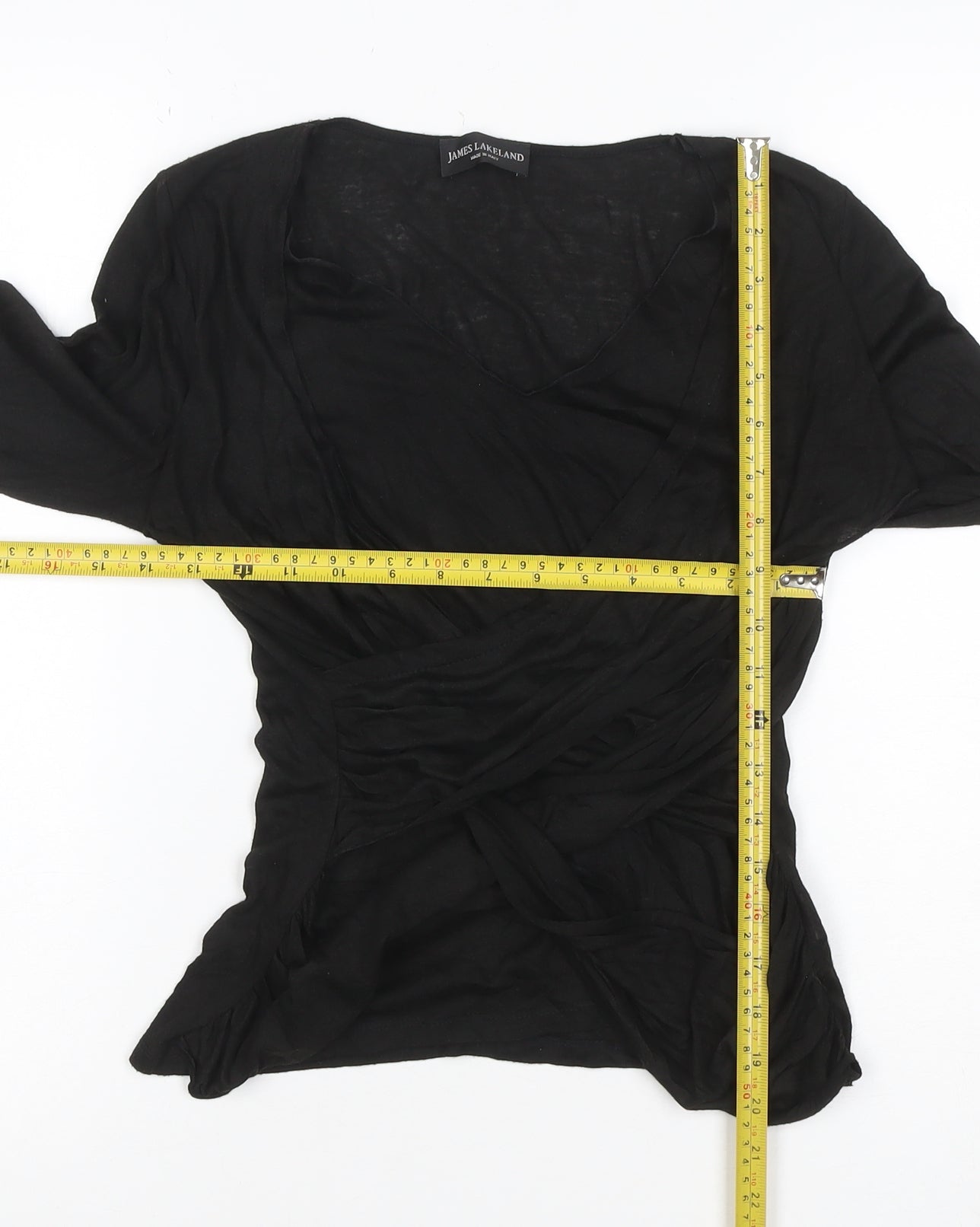 James Lakeland Women’s Black Wrap Blouse Long Sleeve Size 12