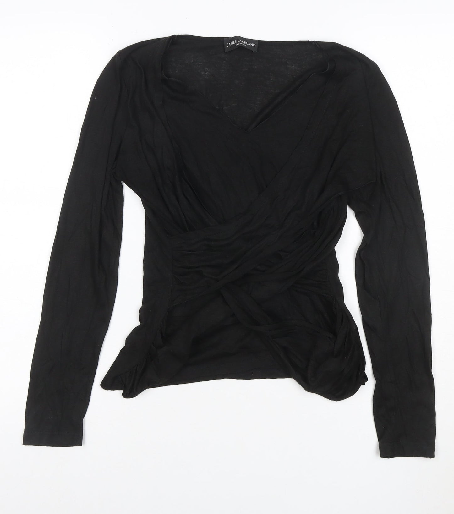 James Lakeland Women’s Black Wrap Blouse Long Sleeve Size 12