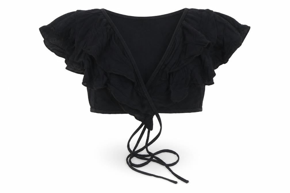 PRETTYLITTLETHING Women’s Black Off Shoulder Cropped Blouse Size 6