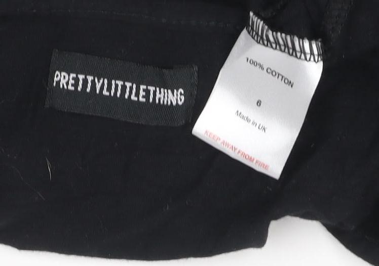PrettyLittleThing Women’s Black Off Shoulder Cropped Blouse Size 6