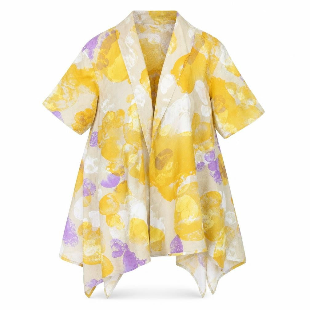 COS Womens Beige Floral Tunic Blouse UK 6 Short Sleeve Cotton