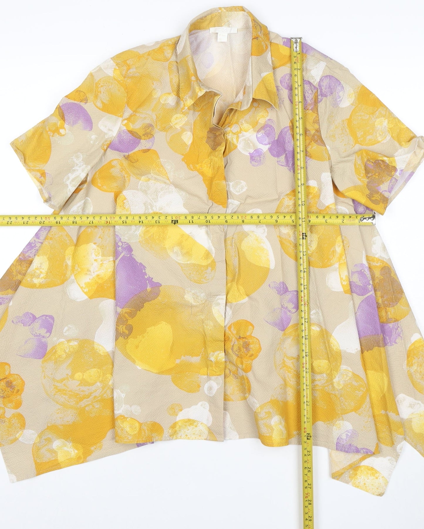 COS Womens Beige Floral Tunic Blouse UK 6 Short Sleeve Cotton