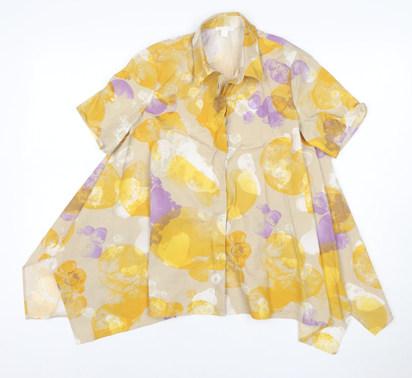 COS Womens Beige Floral Tunic Blouse UK 6 Short Sleeve Cotton