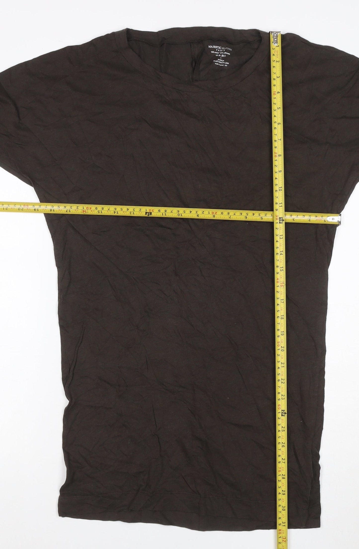 Majestic Filatures Women Brown Cotton Cashmere Knee Length T-Shirt Dress S